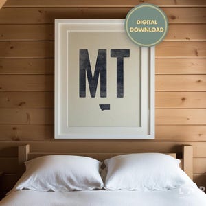 Descarga de póster del estado de Montana, arte mural vintage de Montana, xilografía de Montana, arte de estilo desgastado, decoración del hogar de Montana, decoración con el contorno del estado de Montana