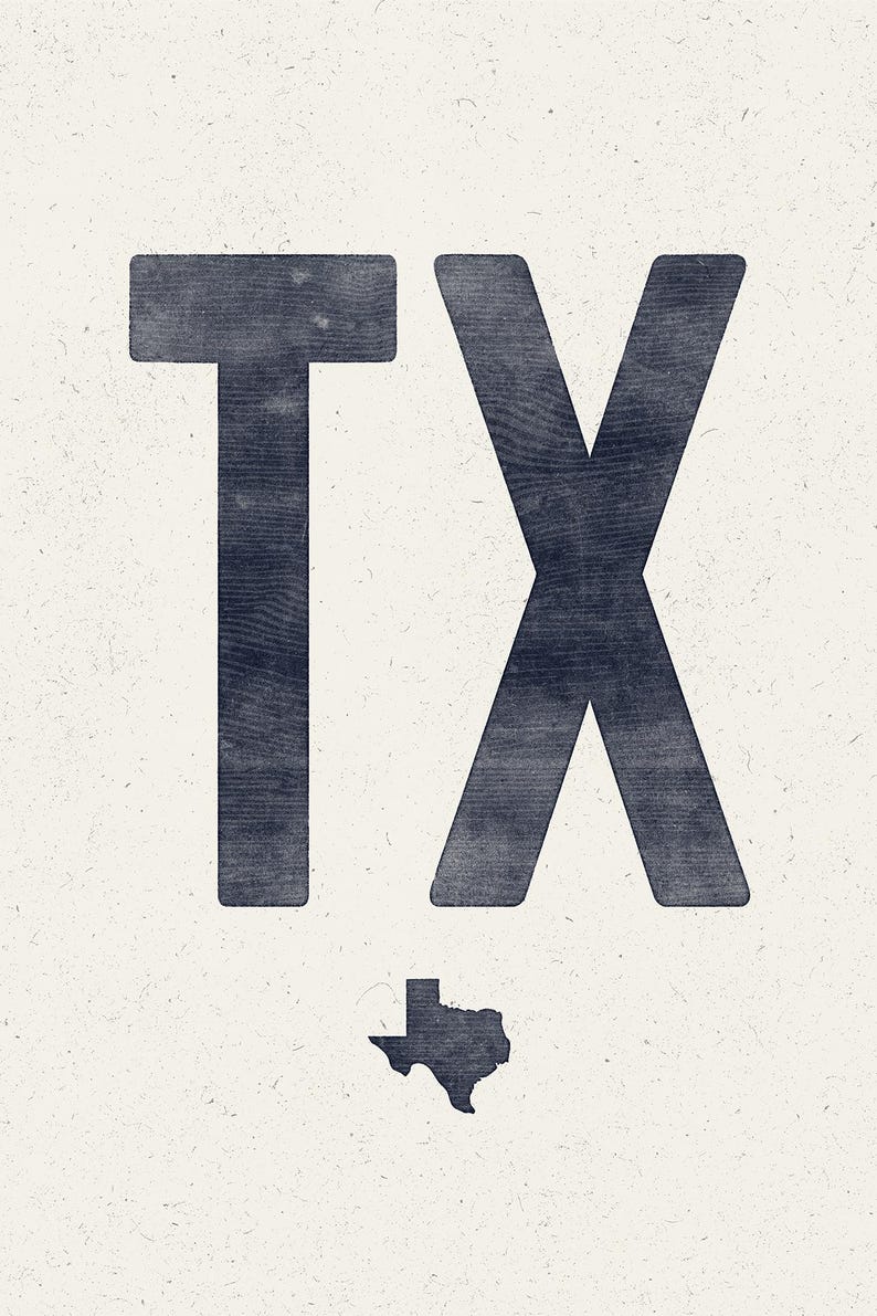 Texas Poster Print, Vintage Style Woodcut Wall Art, TX Print, State Art ...