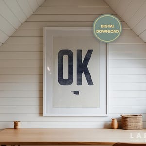 Descarga de póster del estado de Oklahoma, ilustración de contorno de Oklahoma, xilografía desgastada de Oklahoma, arte mural de estilo vintage, decoración tipográfica