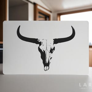 Cartões postais de caveira ocidental, cartões de alto contraste, impressão decorativa rústica, design de arte minimalista, cartão postal de caveira de vaca e touro