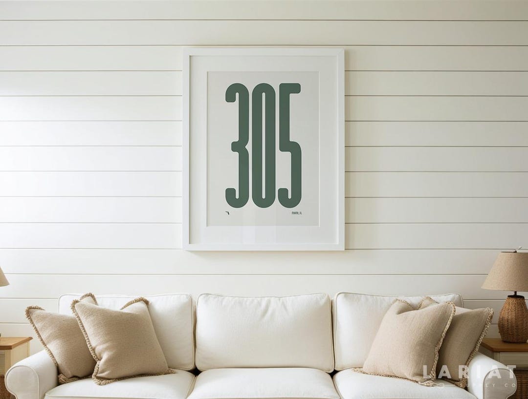 305 Area Code Miami FL Poster Print, Modern Florida Wall Art ...
