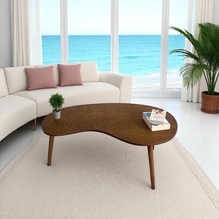 Wood Coffee Table, Wood Modern Style Coffee Table, Kidney coffee Table, Oval Coffee Table, Tea Table, Cloud Coffee Table, Rustic Coffee Tble