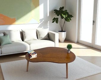 Wood Coffee Table, Wood Modern Style Coffee Table, Kidney coffee Table, Oval Coffee Table, Tea Table, Cloud Coffee Table, Rustic Coffee Tble