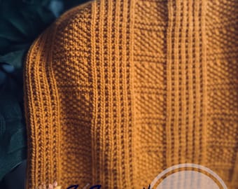 Blanket KNITTING PATTERN / Chase /Throw Knitting / Afghan Pattern for Worsted Yarn / Easy to Knit