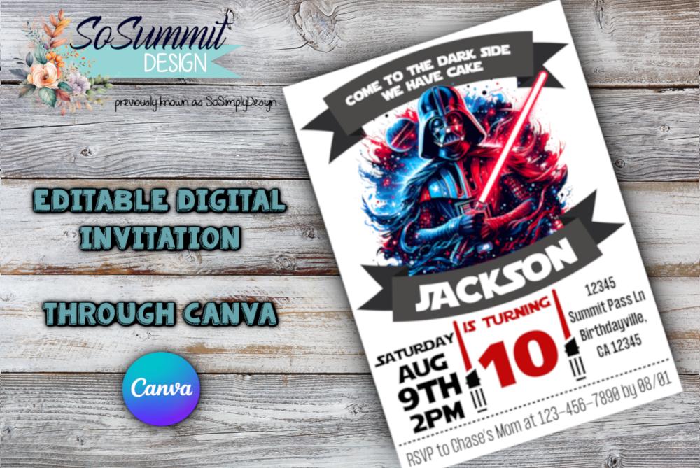 Editable Sar Wars Birthday Invitation, Star Wars birthday invitations. ***Please read item details before purchasing!***