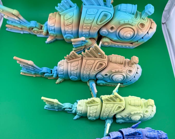 Articulated Robotic Fish Flexi Toy | 3D Printed Mechanical Fish | Poseable Desk Fidget | Sci-Fi Ocean Decor | Unique Gift