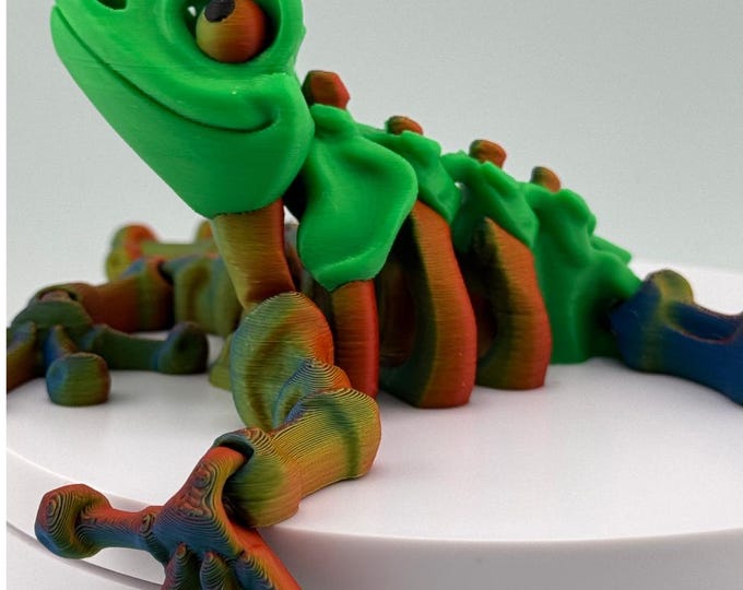 2 Color Articulating Skeleton Frog Created In Green and Neon Iridium