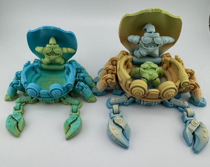 Colorful Robot Crab Storage Box with Nesting Starfish Inside