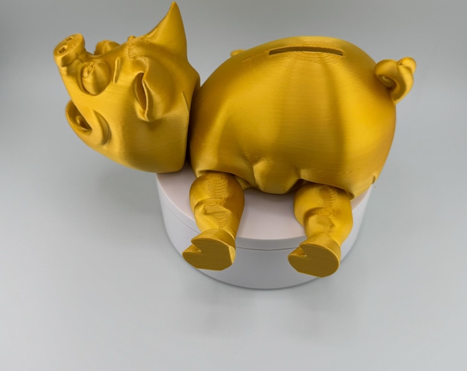 Golden Piggy Bank with Articulating Legs
