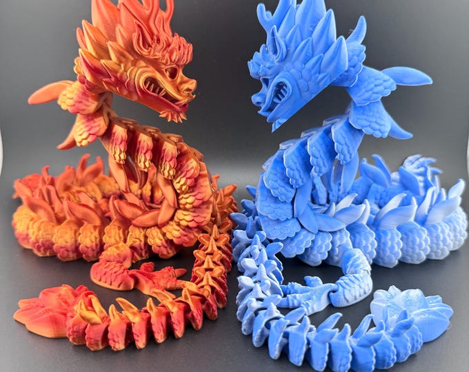 27-Inch Articulated Imperial Dragon, Limited-Run Colors, Large Flexible 3D-Printed Fantasy Collectible