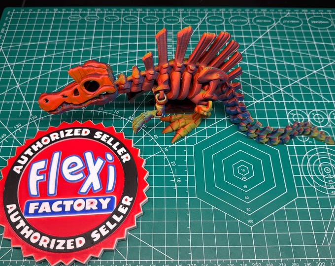 Spinosaurus Dinosaur Skeleton Figurine - 3D Printed Posable & Standing Display