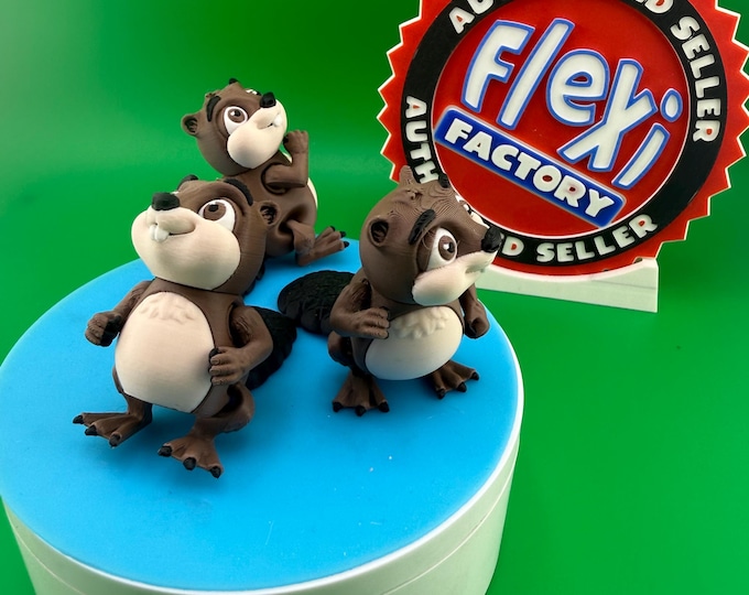 Wiggle-Tail Beaver Buddy – Articulated 3D Printed Flexi Beaver | Cute Poseable Desk Toy