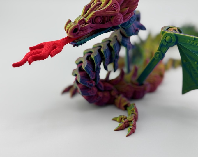 Articulating Winged Mechanical Fire Breathing Dragon