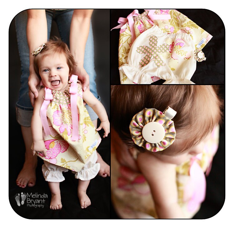 Baby Girl Pillowcase Dress Bloomer and Hair Clip Set Amy Etsy