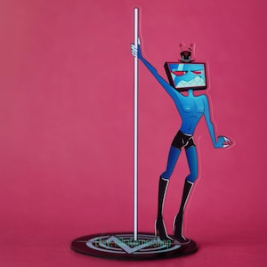 Voyageur debout en acrylique pour hôtel Vox Hazbin | Pole dance