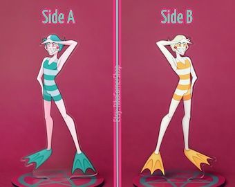 Lucifer Hazbin Hotel Acrylic Standee / Verde e rosa estate / Disponibile