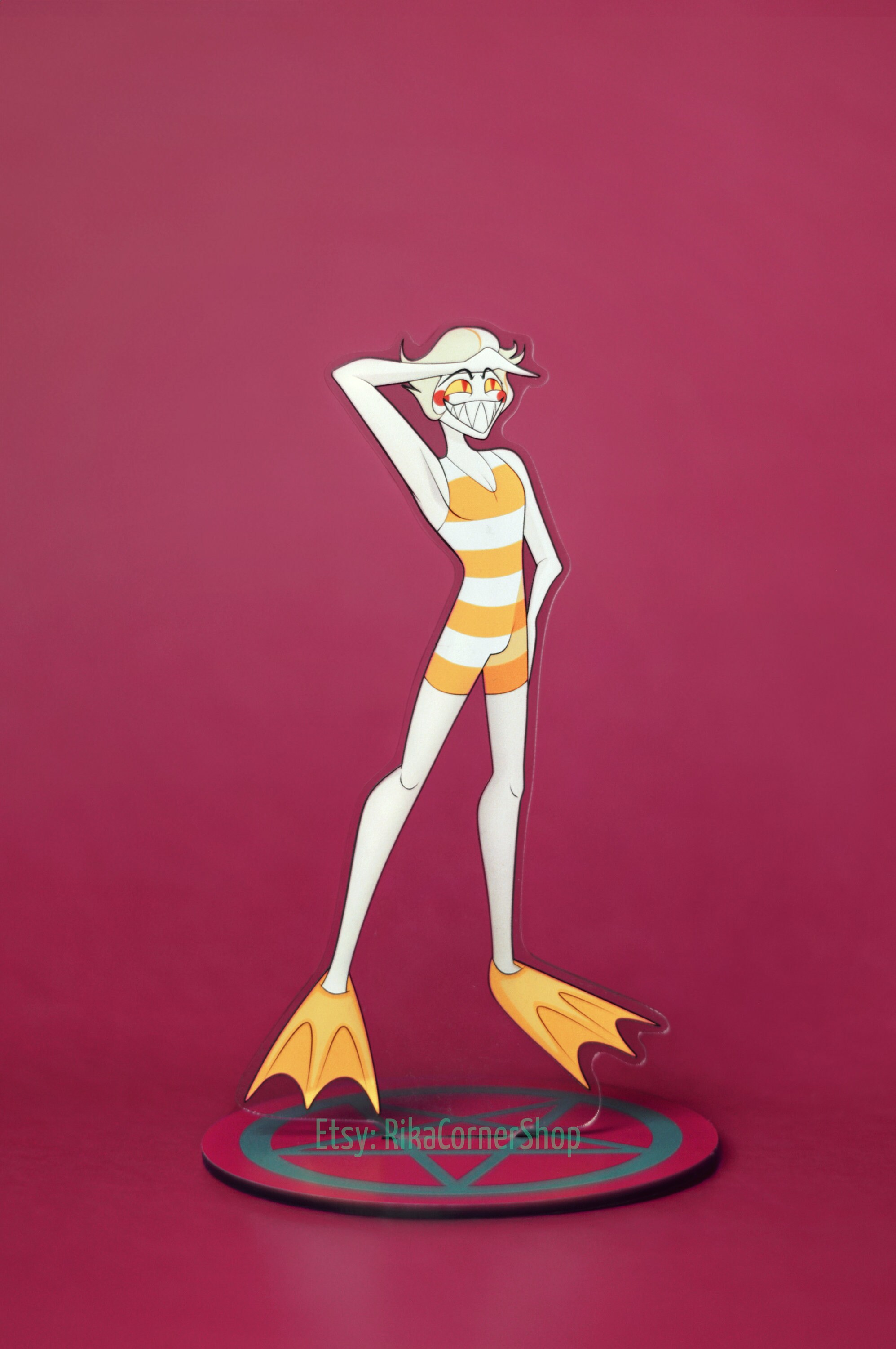 Lucifer Hazbin Hotel Acrylic Standee | Green&pink Summer | in