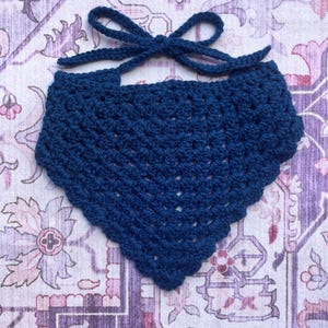 Blue Crochet Bandana (handmade) - boho aestetic fashion head wrap