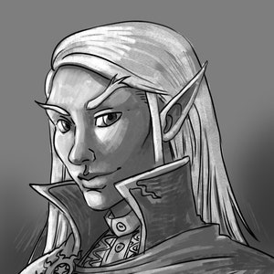Small Dungeons and Dragons Character Portrait - D and D commission - Black and White Painting of Original Character - DnD OC