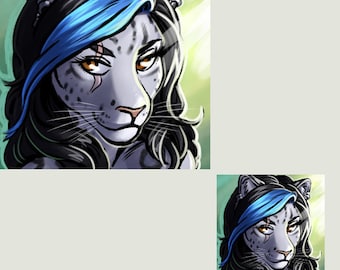 Furry Art Commission Icon - Small Fursona Commission Avatar - Full color painted icon