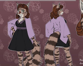 Fursona Reference sheet commission with Additional Details - Fursuit Art - Furry Ref Sheet - Digital Illustration Turnaround - Reference Art