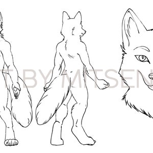 Furry Adoptable Base Download - Male Fox anthro lineart color your own character - Vulpine fursona