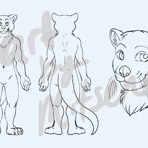 Furry Adoptable Base Download - Male Otter anthro lineart color your own character - Otter fursona