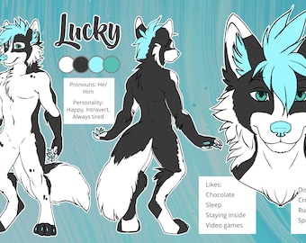 Furry Ref Sheet Commission - Fursona Art Reference Sheet - Digital Illustration Turnaround - Fursuit Reference Art Furries