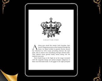 Kronen-Kapitelüberschriften | Stilvolle bearbeitbare Buchgrafiken in Canva | Digitaler Download für Autoren & Verleger
