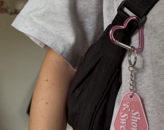 Sabrina Carpenter Short n' Sweet keychain with heart carabiner clip
