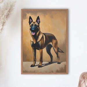 Belgischer Malinois Satin Leinwand Kunst, Hunde Leinwand Druck, Gespannte Leinwand, Belgischer Malinois Hund Liebhaber Geschenk, Haus Leinwand Druck, Haustier Porträt