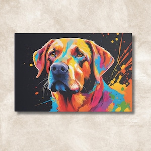 Colorful Labrador Portrait, Satin Canvas Print, Dog Wall Art