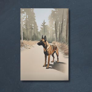 Belgian Malinois Nature Landscape Wall Decor Art, Matte Canvas Print, Stretched Canvas, Belgian Malinois Dog Lover Gift, Home Canvas Print