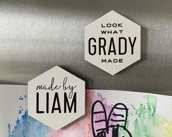 Personalized Kid Artwork Magnets, Children's Artwork Magnets, Custom Kids Gift, Child Artist Gift, Art Fridge Magnets, Mom Grandma Gift
