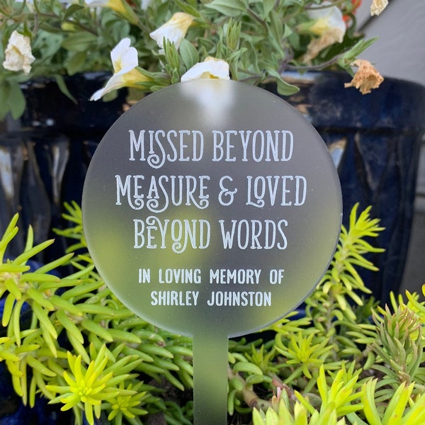 Personalized Memorial Garden Stake: Missed Beyond Measure, Loved Beyond Words - Remembrance Gift