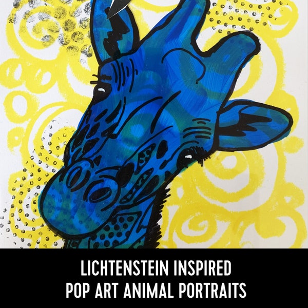 DIGITAL FILE / Lichtenstein Inspired Pop Art Animal Portraits / Elementary Art Lesson / Kids Art Project / Recommended Ages 7+