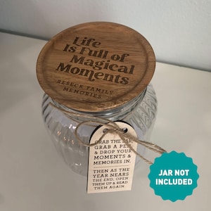 Personalized Family Memory Jar LID & TAG, Gratitude Jar Lid, Family Memory Gift, Custom Memory Jar Lid