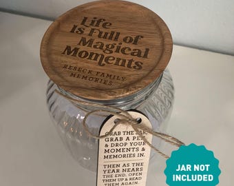 A Year of Memories, New Year Family Memory Jar LID & TAG, Gratitude Jar Lid, Family Memory Gift, Custom Memory Jar Lid