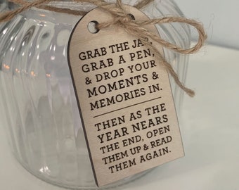 Family Memory TAG ONLY  / Gratitude Jar Tag / Year of Memories / New Year Gift / Personalized / Family Gift / Wedding