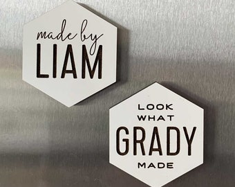 Look What I Made Magnet, Personalized Kids Artwork Magnets, Custom Name Magnets, Kids Art Display, Kids Name Art Magnet, Fridge Magnet Gift