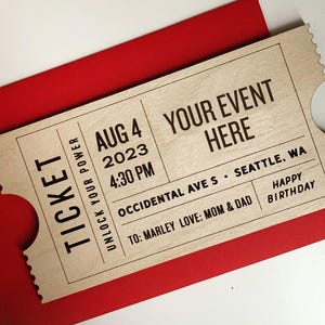 Custom Engraved Wood Concert Ticket, Personalized Music Souvenir