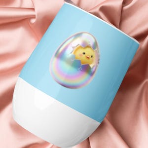 Iridescent Easter Egg Chick Tumbler – 12oz Insulated Stainless Steel Coffee Cup (Lid Included)