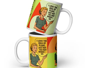 Retro Sarcastic Introvert Mug, Funny Homebody Coffee Cup, 1950s Style Quote