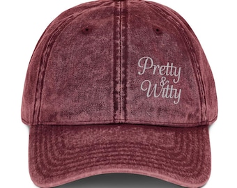 Pretty & Witty Faded Baseball Cap | Washed Denim | Retro Embroidered Cotton Hat for Women | 3 Colors