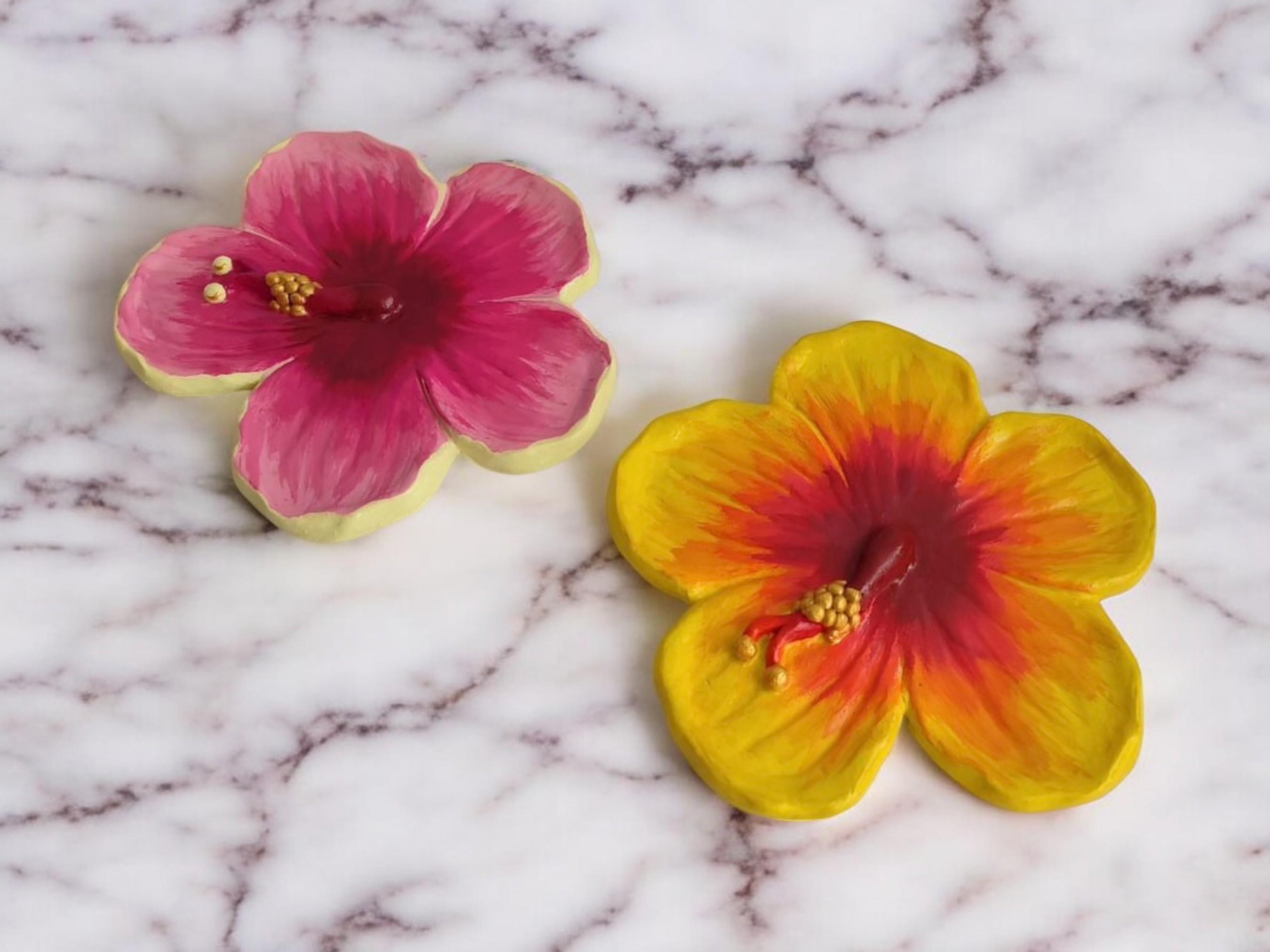 Yellow Hibiscus Ceramic Plate – Handmade Floral Charm, Valentine's