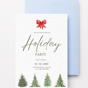 Minimalist Holiday Party Invitation Template Digital Download
