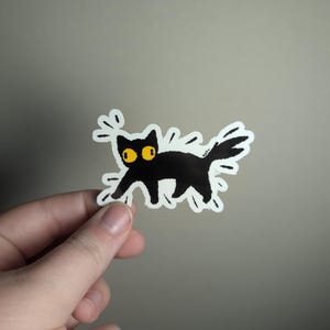 Scaredy Katze schwarze Katze Aufkleber | Wasserdichter glänzender Vinylaufkleber, perfekt für Handyhüllen, Wasserflaschen, Notebooks, Gepäck, Laptops