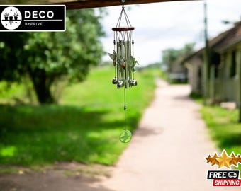 Campanello a vento in metallo a forma di colibrì / Campanello con suono rilassante e lenitivo / Elegante decorazione per esterni a forma di uccello / Ornamento da appendere per casa e giardino