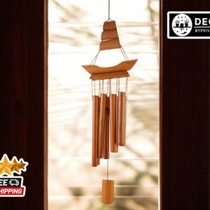 Handmade Bamboo Wind Chime | Natural Ring Outdoor Decoration | Unique Hanging Bell for Home | Artistic Garden Yard Ornament