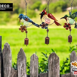 Hummingbird Hanging Wind Chime | Relaxing Animal-Themed Sound Healing | Metal Outdoor Yard Decoration | Artistic Garden Balcony Display